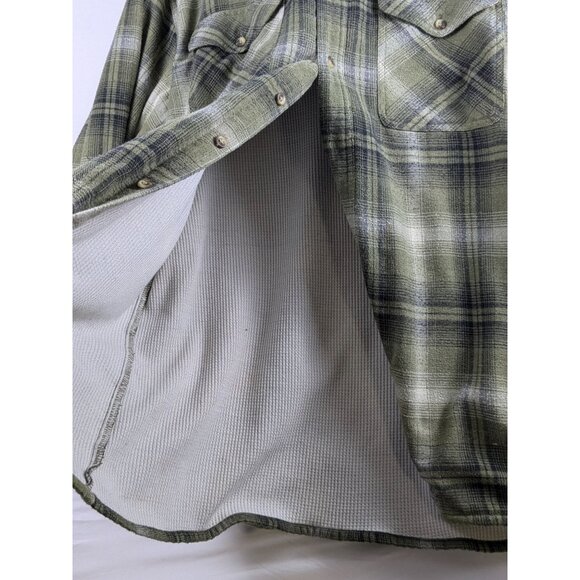 Vintage Wrangler Rugged Wear Thermal Lined Flannel Shirt Jacket Shacket Mens Lrg - Picture 11 of 15